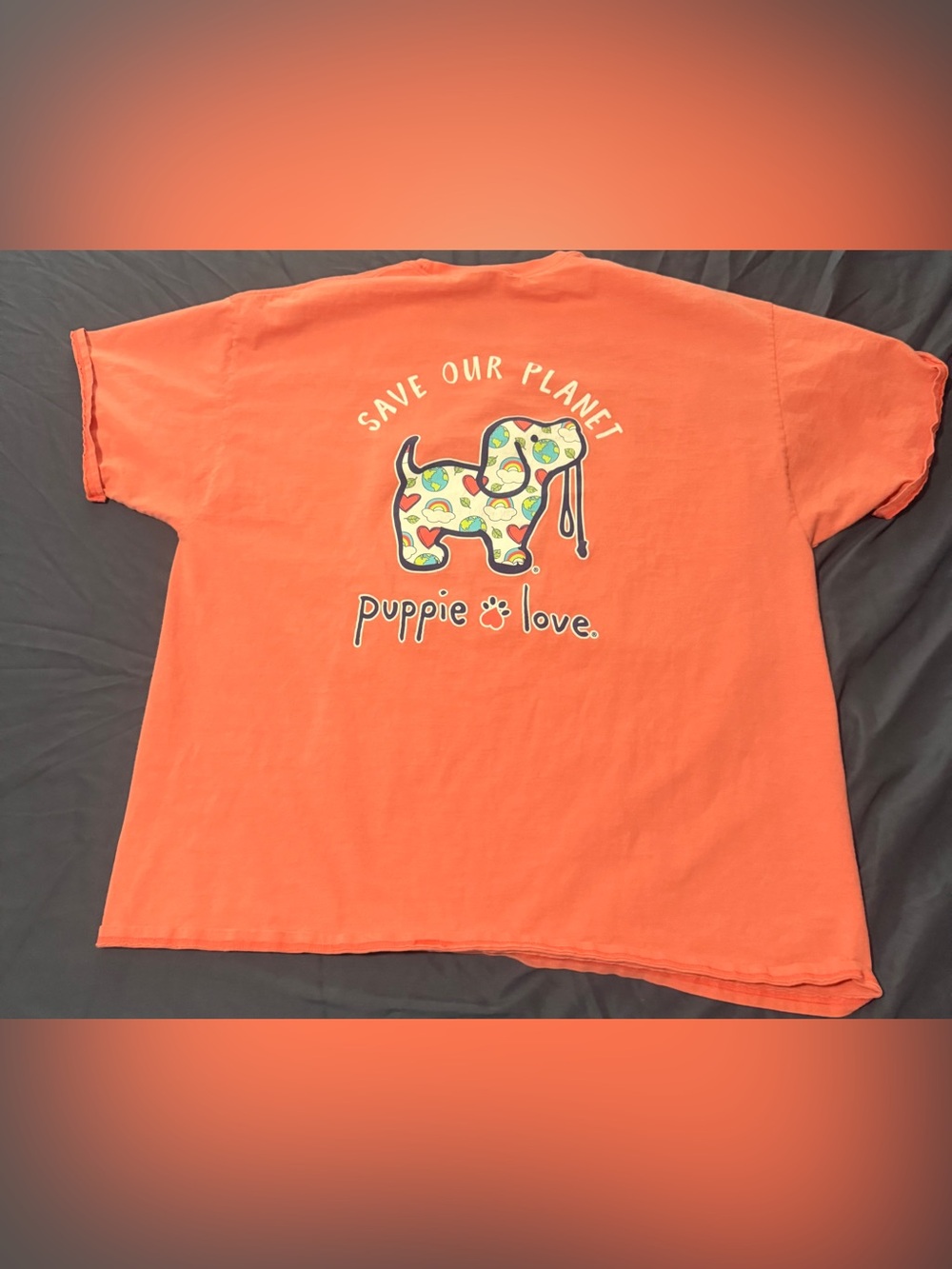 Puppie Love Coral "Save Our Planet" Dog Graphic Tee